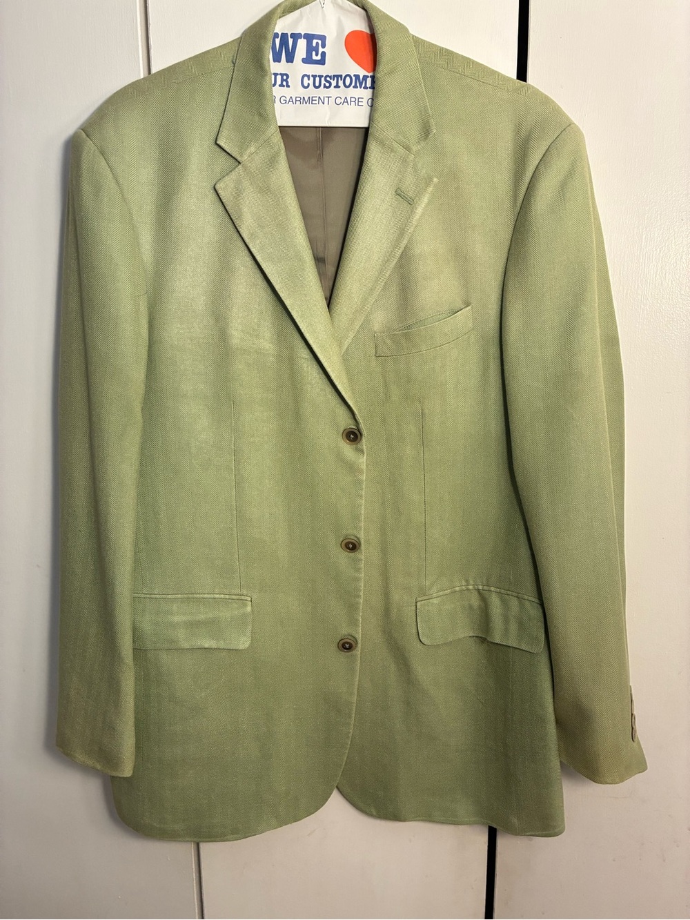Geoffrey Beene Sport Coat Mens 44L Green 100% Silk Classic Academia Vibrant